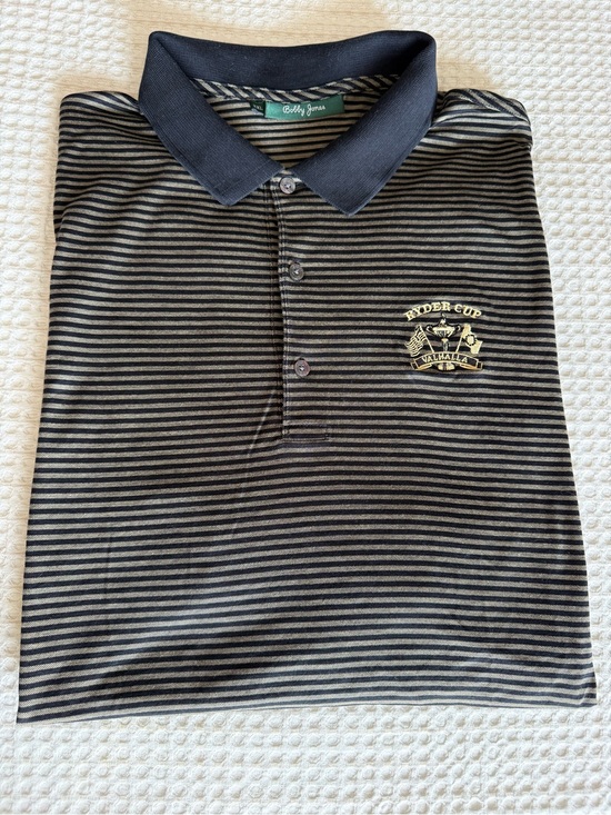 Bobby Jones Other - Vintage Bobby Jones Ryder Cup Black & Gray Striped Polo 2008 Ryder Cup Crest